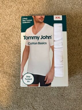 Tommy John White Cotton Basics V-Neck 2-Pack